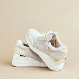 Everett Gold & Nude Wedged Trainers