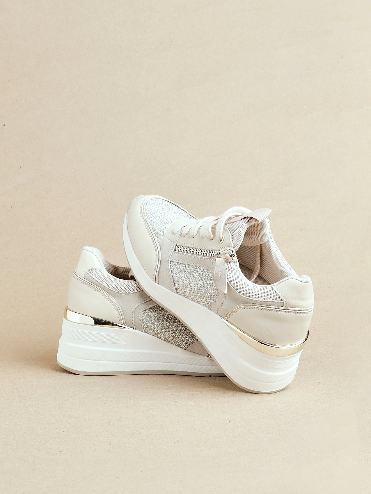 Everett & Nude Wedged Trainers