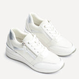 Everett White & Silver Wedged Trainers