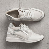 Everett White & Silver Wedged Trainers