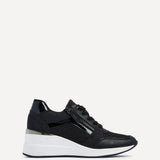 Everett Black Glitter Wedged Trainers