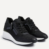Everett Black Glitter Wedged Trainers