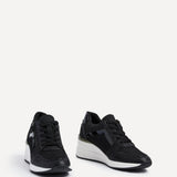 Everett Black Glitter Wedged Trainers