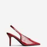 Evoke Red Faux Leather Sling Back Court Heels