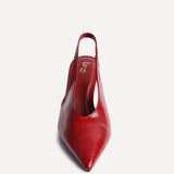 Evoke Red Faux Leather Sling Back Court Heels