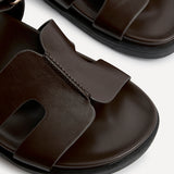 Emmy Brown Faux Leather Sandals