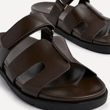 Emmy Brown Faux Leather Sandals