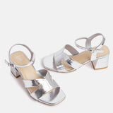 Empire Wide Fit Silver Block Heels