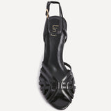 Eros Black Faux Leather Caged Heels