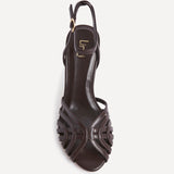 Eros Brown Faux Leather Caged Heels