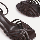 Eros Brown Faux Leather Caged Heels