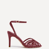 Eros Burgundy Faux Leather Caged Heels