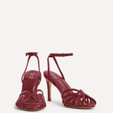Eros Burgundy Faux Leather Caged Heels