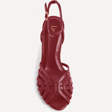 Eros Burgundy Faux Leather Caged Heels