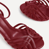 Eros Burgundy Faux Leather Caged Heels