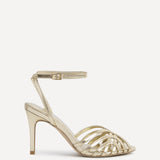 Eros Gold Faux Leather Caged Heels