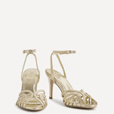 Eros Gold Faux Leather Caged Heels