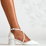 Faith Bridal Ivory Satin Low Court Heels