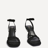 Faro Black Faux Suede Strappy Heeled Sandals