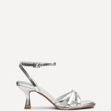Faro Silver Strappy Heeled Sandals