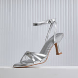 Faro Silver Strappy Heeled Sandals