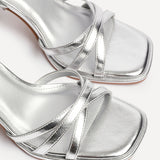 Faro Silver Strappy Heeled Sandals