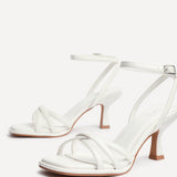Faro White Strappy Heeled Sandals