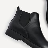 Fauna Wide Fit Black Faux Leather Chelsea Boots