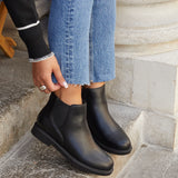 Fauna Wide Fit Black Faux Leather Chelsea Boots