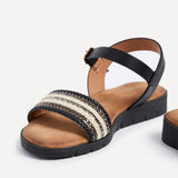 Faye Black Wedged Sandals