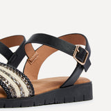 Faye Black Wedged Sandals