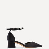 Fearne BlackSatin Diamante Court Heel