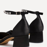 Fearne BlackSatin Diamante Court Heel