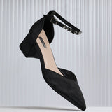 Fearne BlackSatin Diamante Court Heel