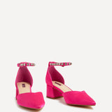 Fearne Pink Satin Diamante Court Heel