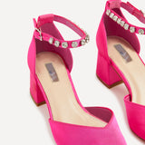 Fearne Pink Satin Diamante Court Heel