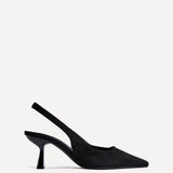 Featured Black Faux Suede Court Heels