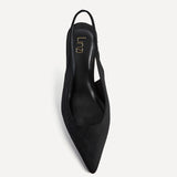 Featured Black Faux Suede Court Heels