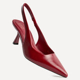 Featured Red Faux Leather Court Heels