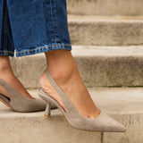 Featured Taupe Faux Suede Court Heels