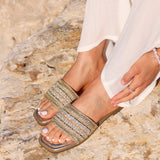 Fernanda Gold Slip On Sandals