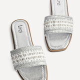 Fernanda Silver Slip On Sandals