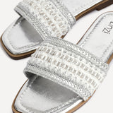 Fernanda Silver Slip On Sandals