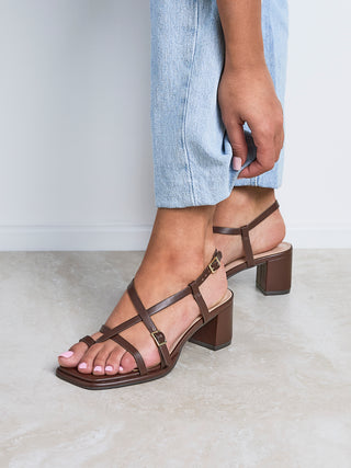 Feyre Brown Strappy Heeled Sandals