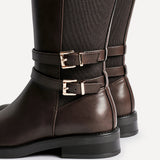 Fierce Brown Long Flat Boots