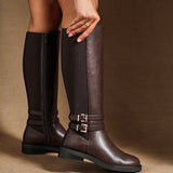 Fierce Brown Long Flat Boots