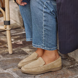 Apparel Beige Suede Leather Loafers