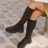 Hallie Brown Faux Suede Long Boots
