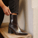 Signal Brown Faux Leather Ankle Boots
