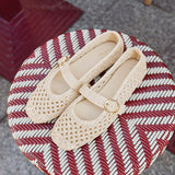 Verona Beige Handwoven Mary Jane Pumps